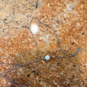 Silver choker with Opal Pendant